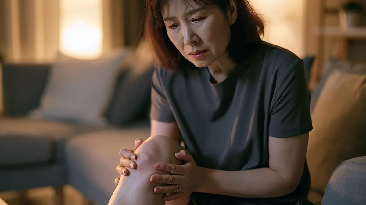 부산 하지정맥류 초기증상 저녁에 다리 통증을 느끼는 여성