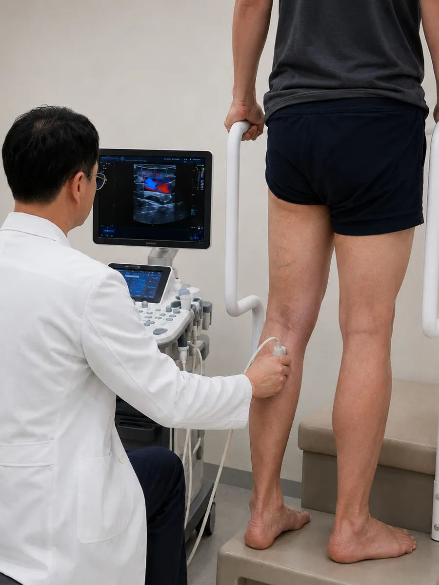 하지정맥류 초음파 검사 장면