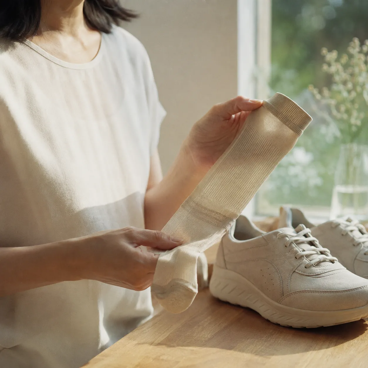하지정맥류 수술 후 운동과 생활 관리를 위한 압박스타킹 개념도